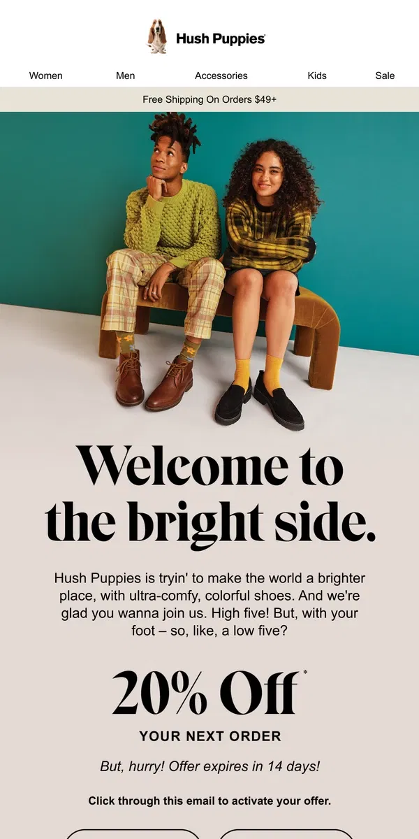 Email from Hush Puppies. Thanks for inviting us into your inbox