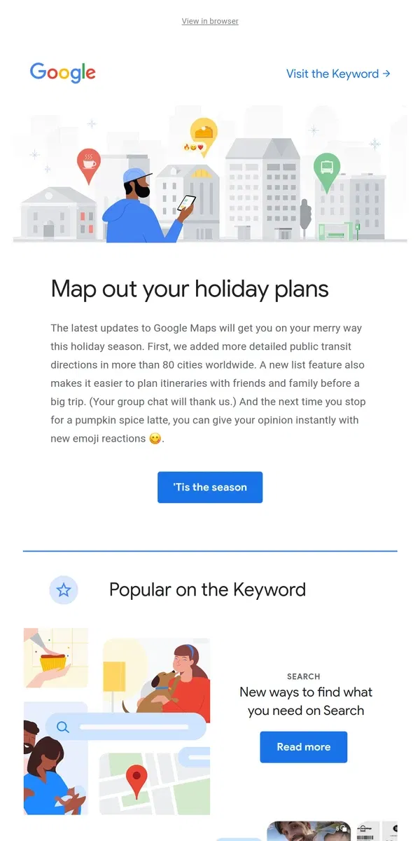 Email from Google. 8 Maps tips for happier holidays