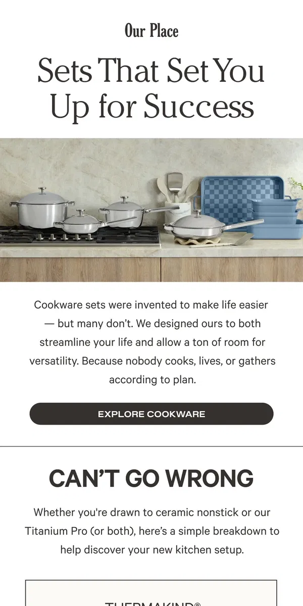 Email from Our Place. Choose Your Cookware Set