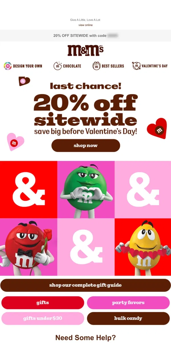 Email from M&M's. 🔔 LAST CHANCE for 20%!