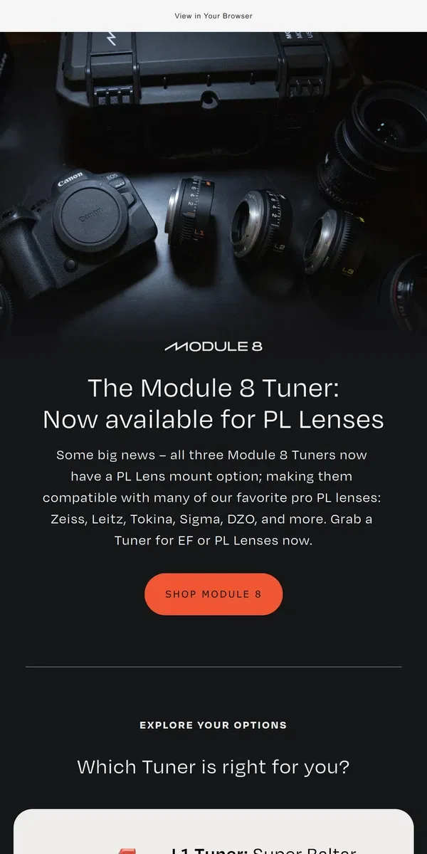 Email from Moment. Module 8 Tuner: Now for PL Lenses