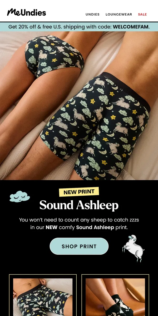 Email from MeUndies. 🐑 This New Print Will Have You Sound Ashleep 😴