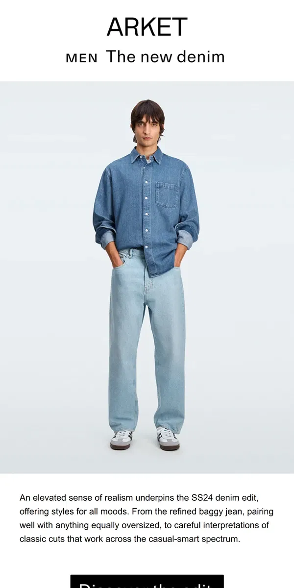 Email from ARKET. SS24 – The new denim