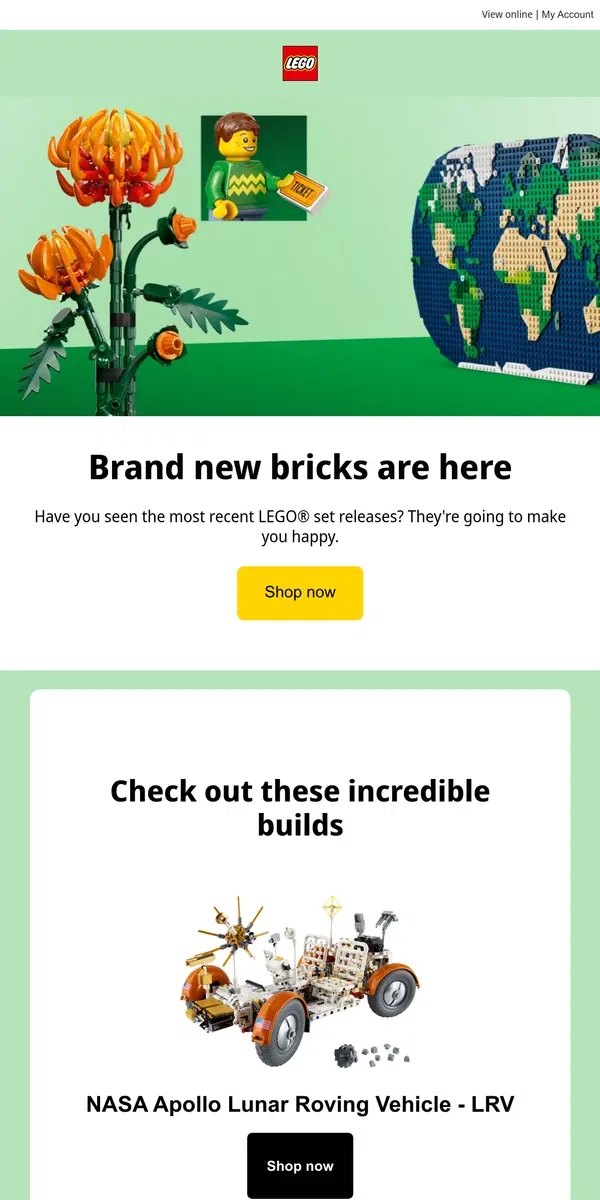 Email from Lego. New LEGO® sets have just landed