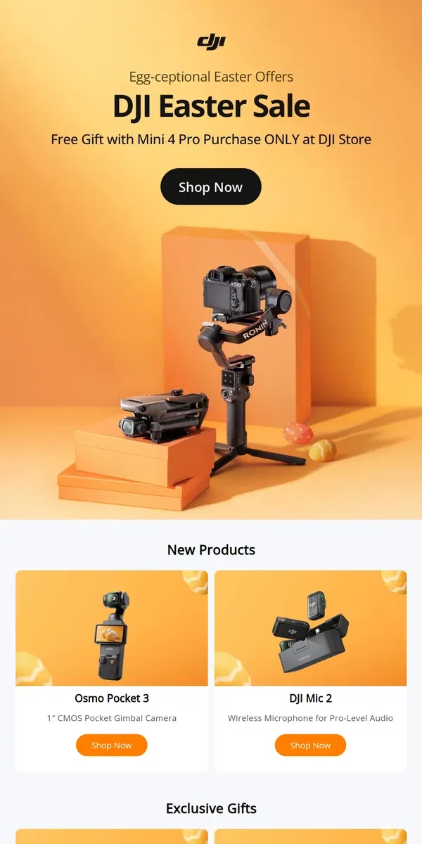 Email from DJI. Egg-ceptional Easter Offers