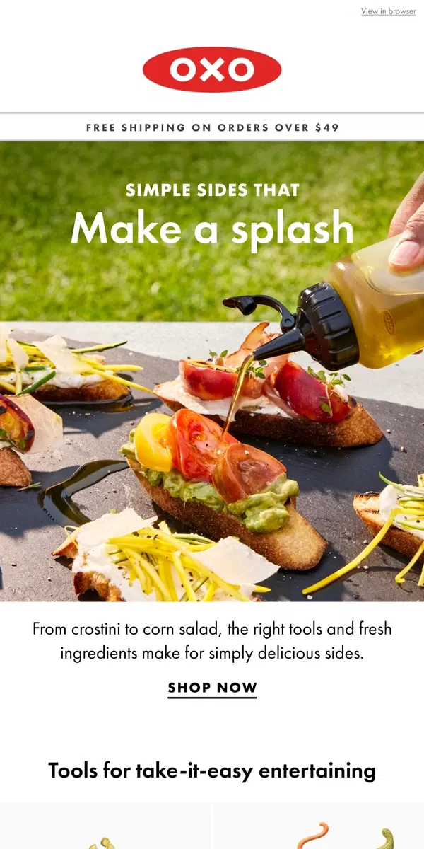 Email from OXO. Easy, elegant sides