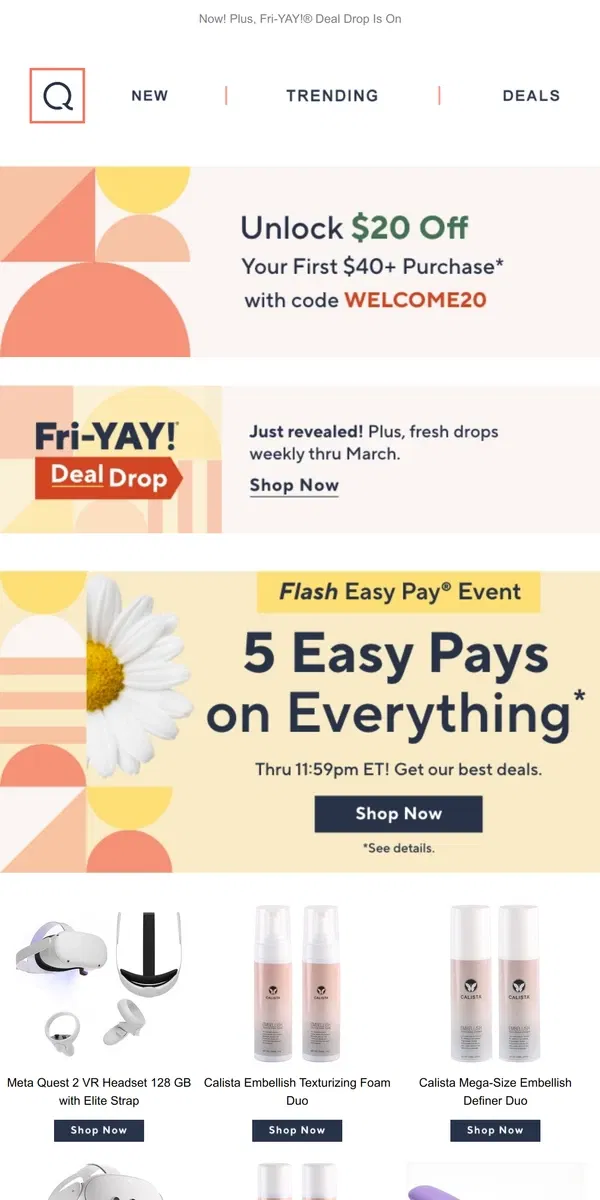 Email from QVC. Click Quick! Flash Event thru 11:59pm ET