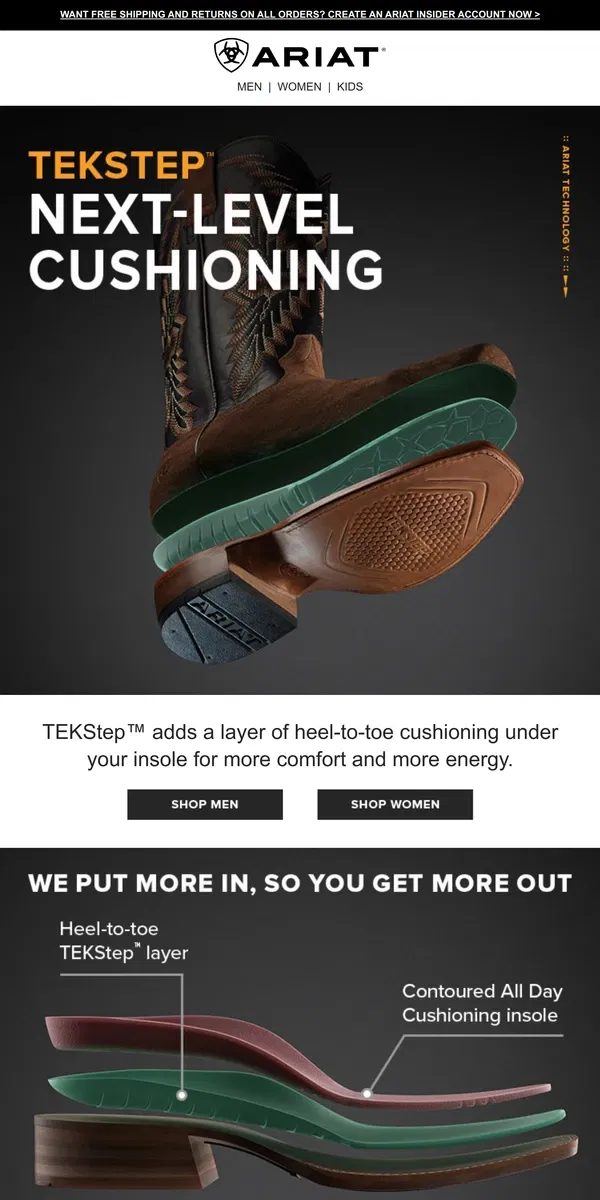 Email from Ariat. Boot Looks, Sneaker Feel­