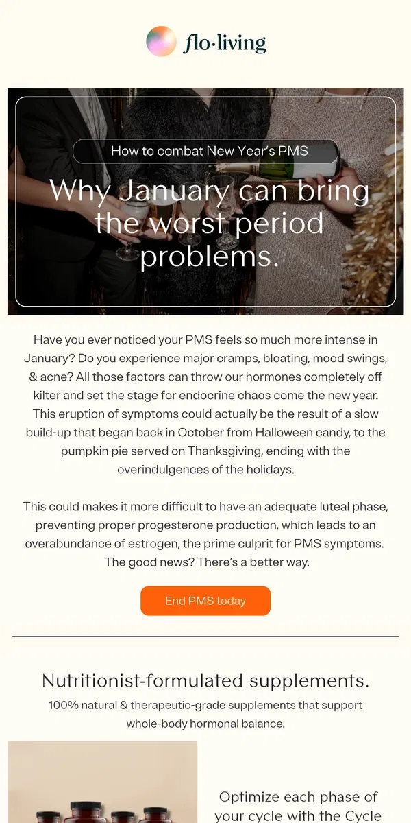 Email from FLO Living. Is your PMS worse in January?