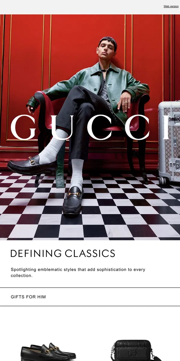 Email from GUCCI. Elevating with Essentials