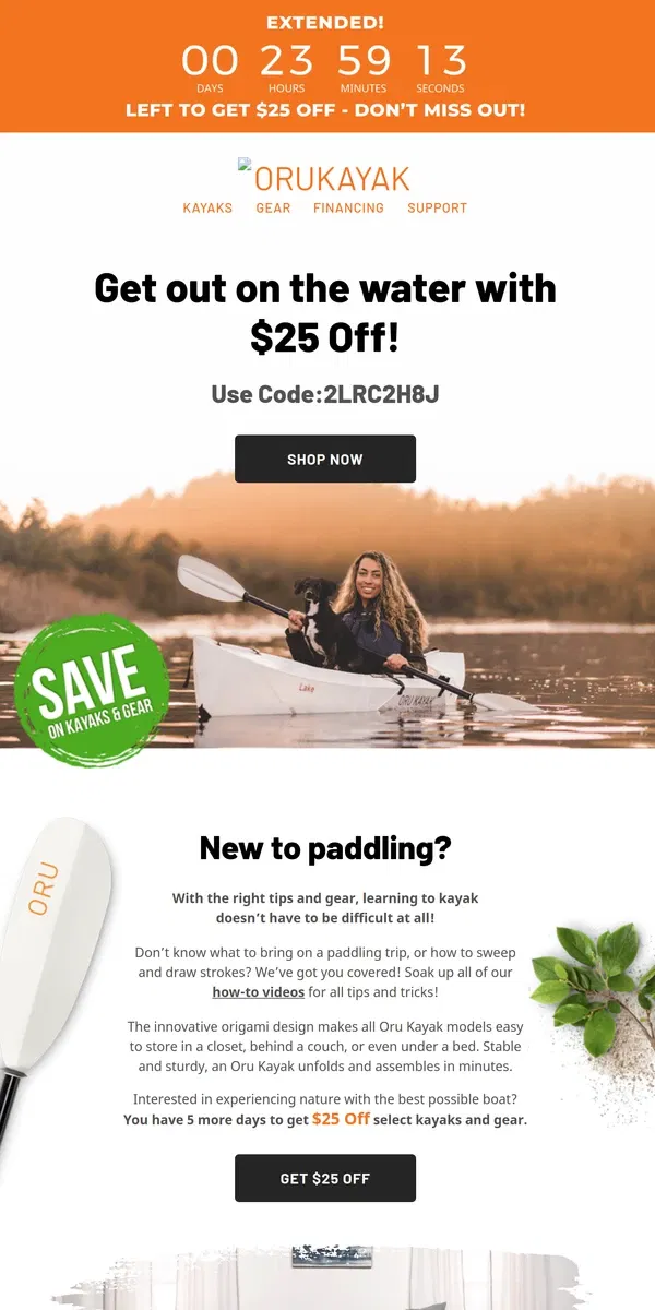 Email from Oru Kayak. Don't miss $25 off our hottest deals of the year 🔥