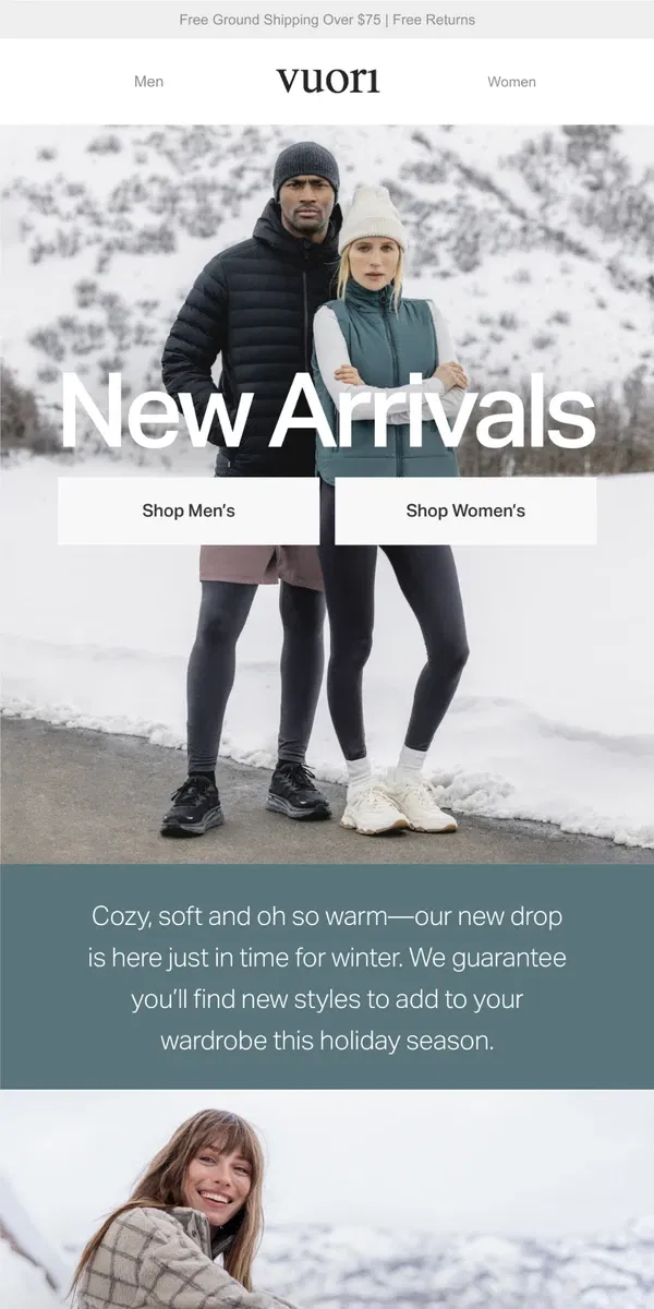 Email from Vuori. Our first winter drop is here