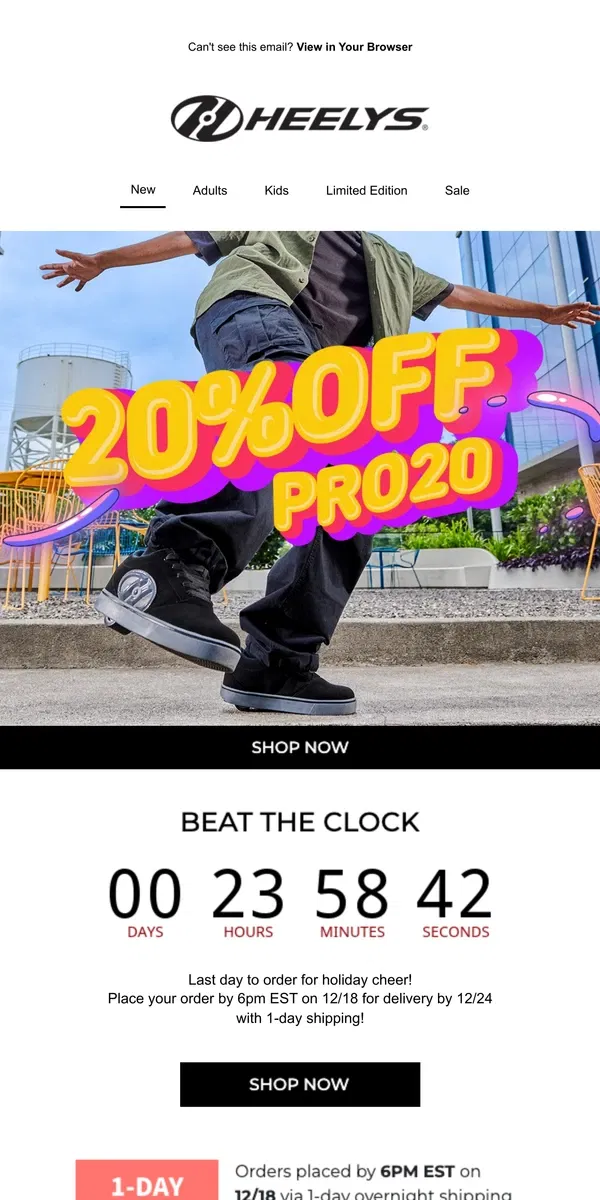 Email from Heelys. Time Is Running Out! ⏳