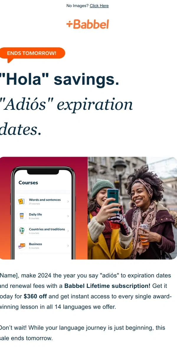 Email from Babbel. Your exclusive offer expires soon!