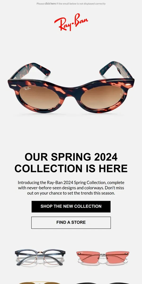 Email from Ray-Ban. New season, new Ray-Ban