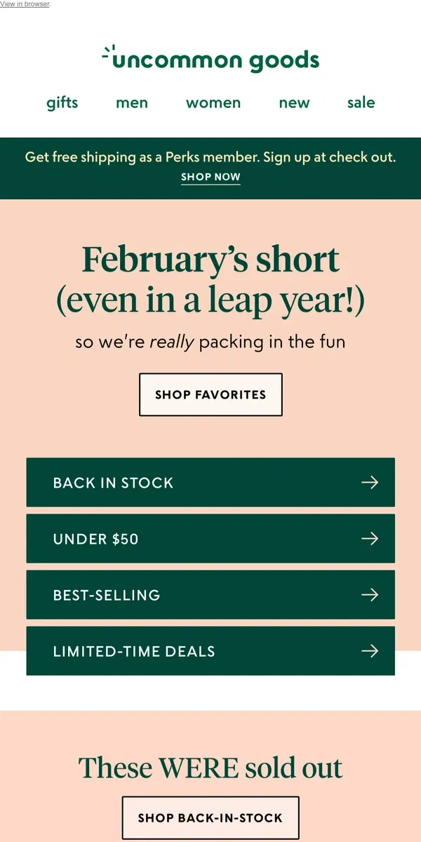 Email from Uncommon Goods. ICYMI: Limited-time deals, back-in-stock favorites, and more