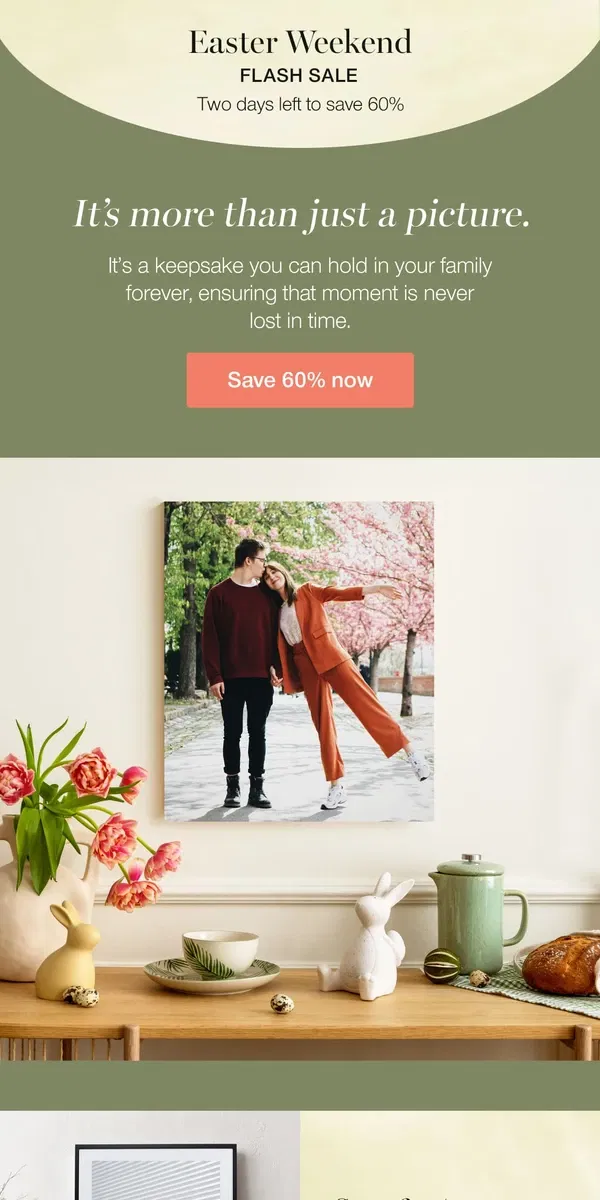 Email from Canvaspop. Our Easter gift from us to you: 60% off sitewide. 🌷