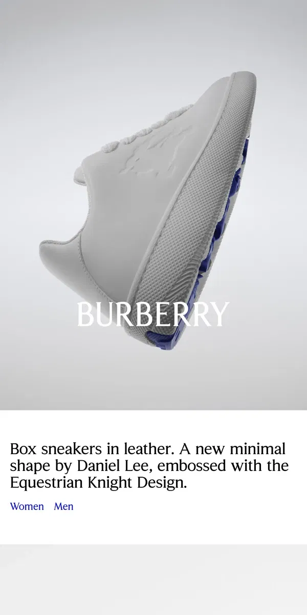 Email from Burberry. Box sneakers