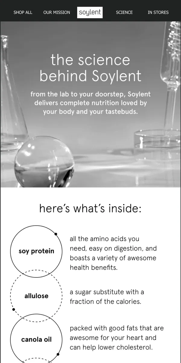 Email from Soylent. Soylent: know the science🔬