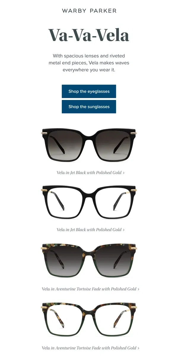 Email from Warby Parker. Quiet, no. Luxury, yes.