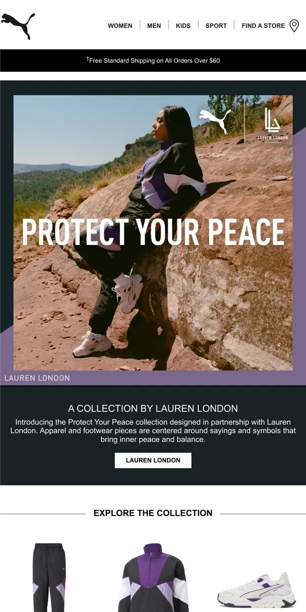 Email from Puma. PUMA x LAUREN LONDON