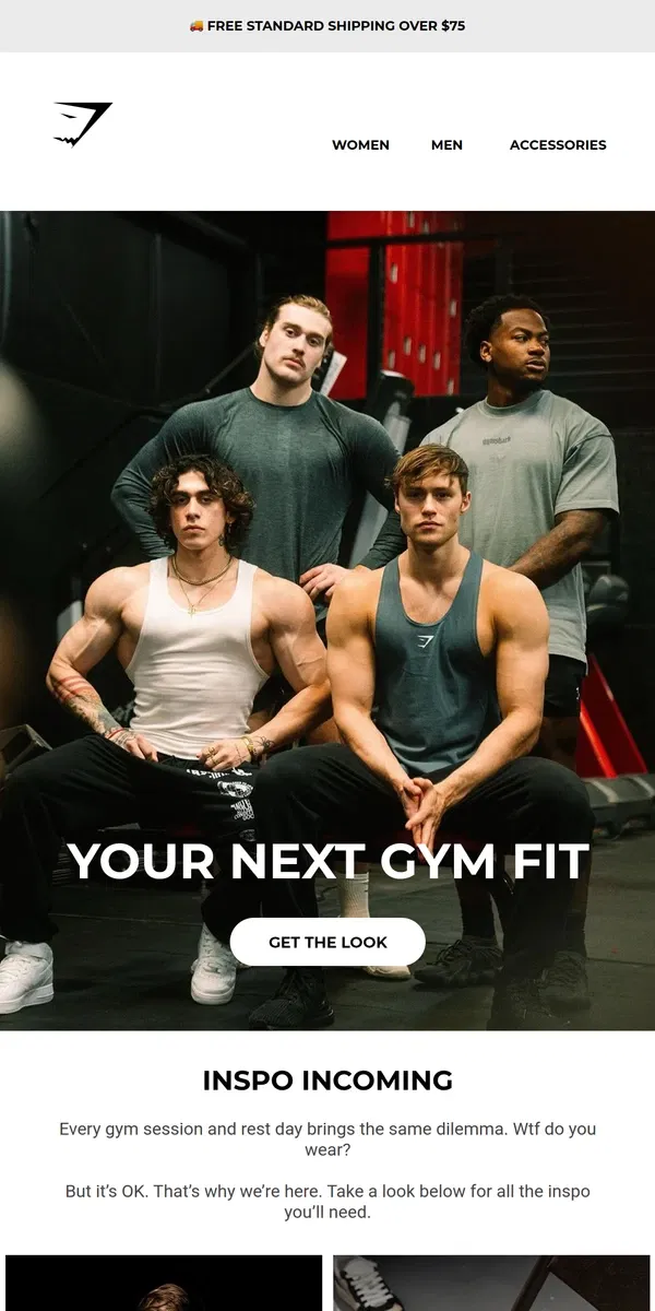 Email from Gymshark. Need some gym fit inspo? 👇