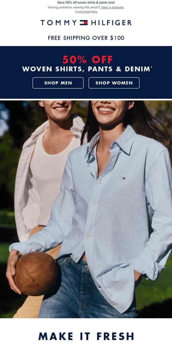 Email from Tommy Hilfiger. Button-downs for work & play