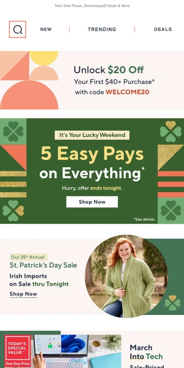 Email from QVC. Ending: 5 Easy Pays on Everything