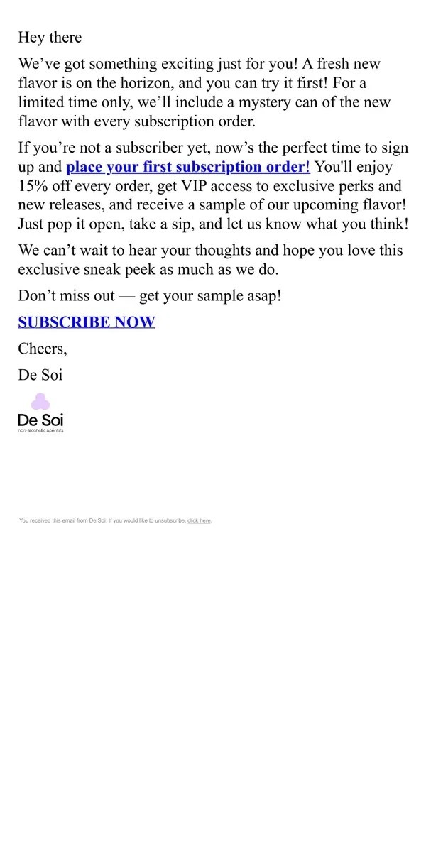 Email from De Soi. Hey, FREE sample coming your way