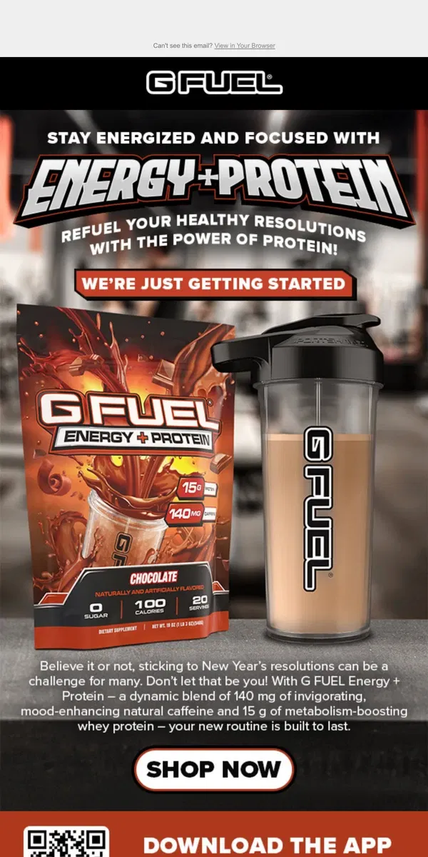 Email from G FUEL. Keep Your Resolutions on Track!