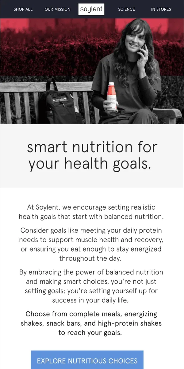 Email from Soylent. Reimagine your health goals with Soylent