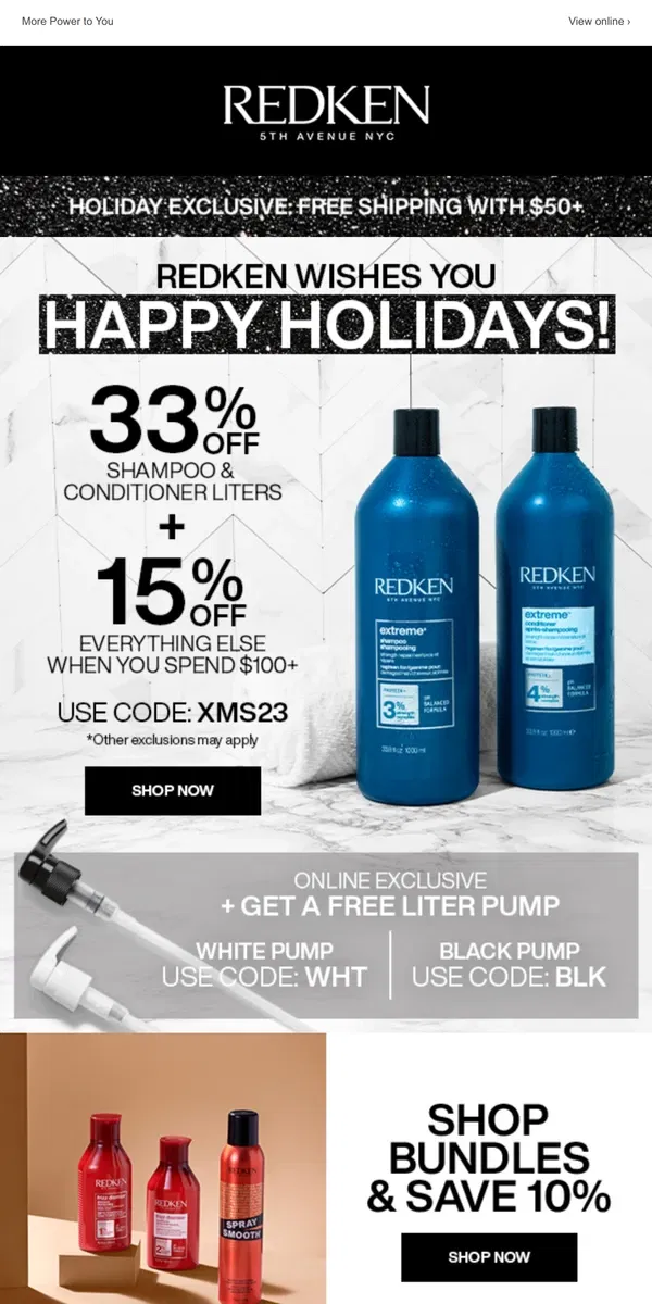 Email from Redken. BIG BETTER DEALS! 33% off Liters!