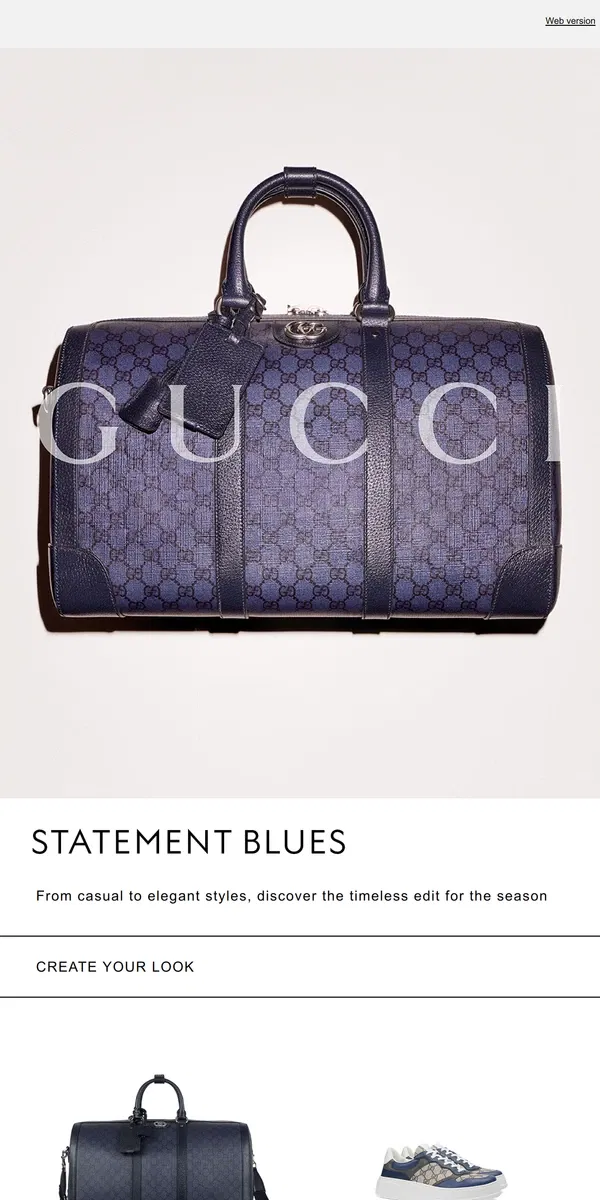 Email from GUCCI. Tones of Blue