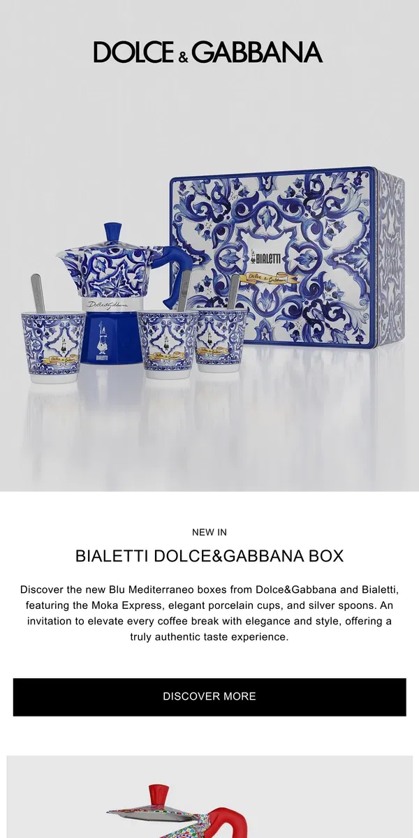 Email from Dolce & Gabbana. NEW: Bialetti Dolce&Gabbana box