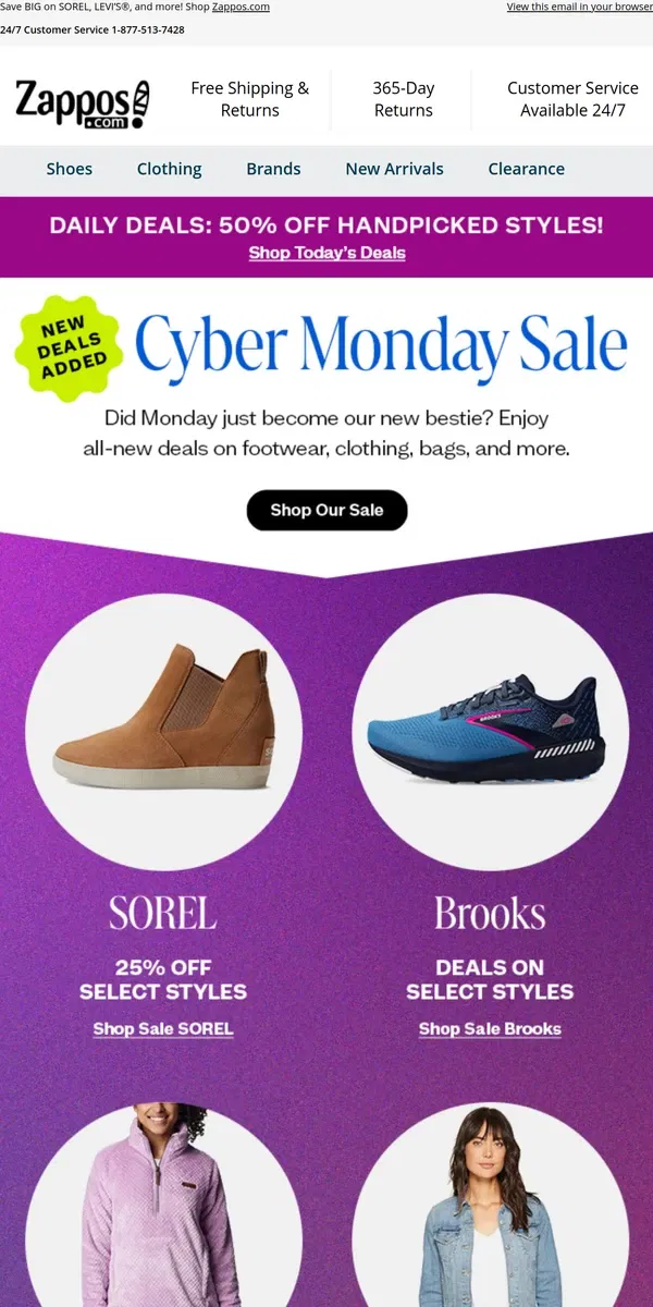 Email from Zappos. 🔷 Cyber Monday Sale 🔷 Can’t-Miss Deals!