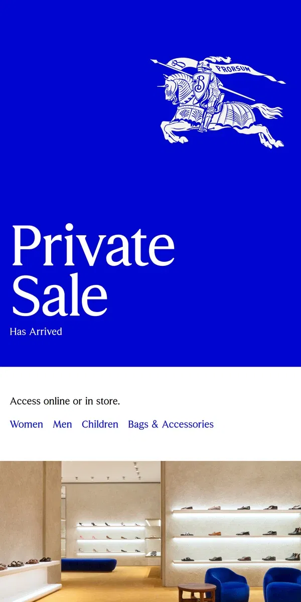 Email from Burberry. Private Sale is here