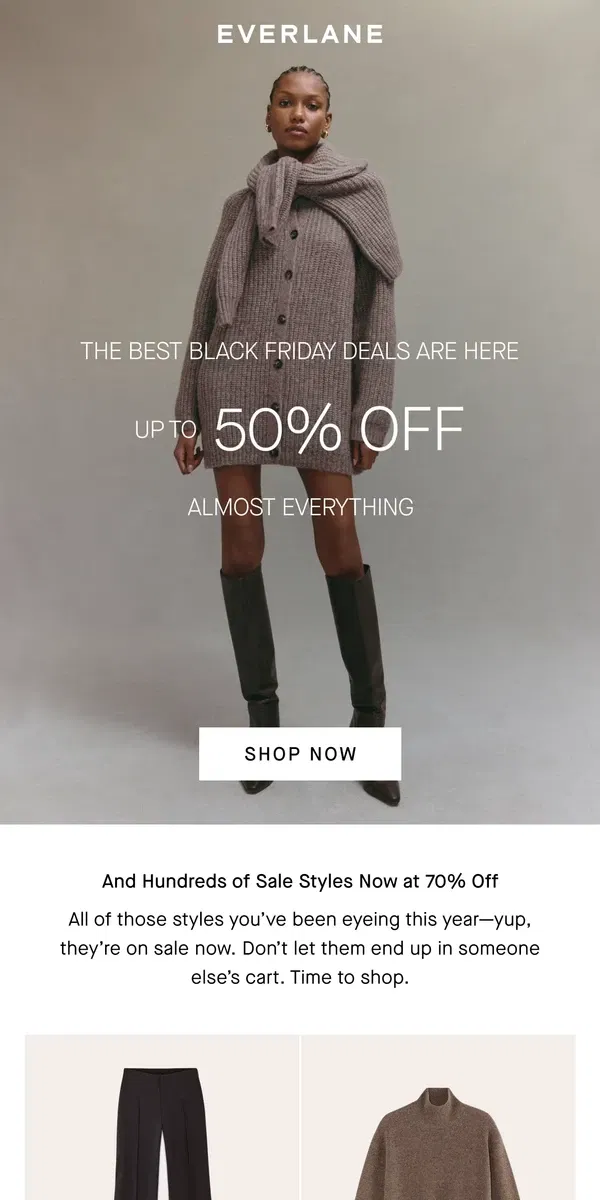 Email from Everlane. Up to 50% Off Everything You’ve Been Eyeing