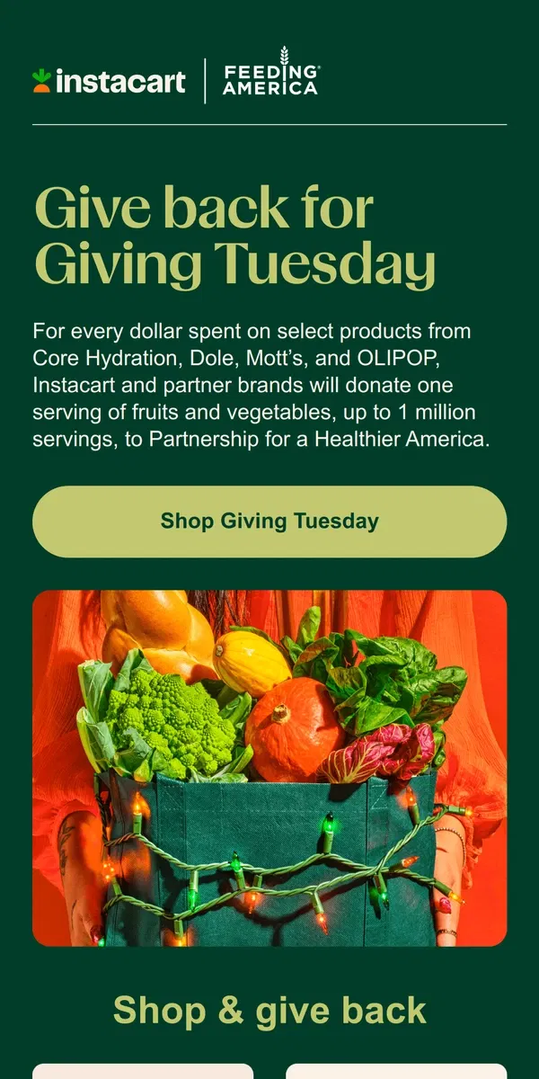 Email from Instacart. Shop brands you love to help nourish a healthier America