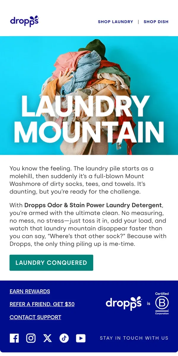 Email from Dropps. You vs. Laundry Mountain