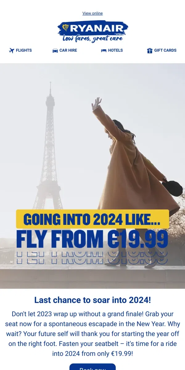 Email from Ryanair. Leap into 2024! 🚀