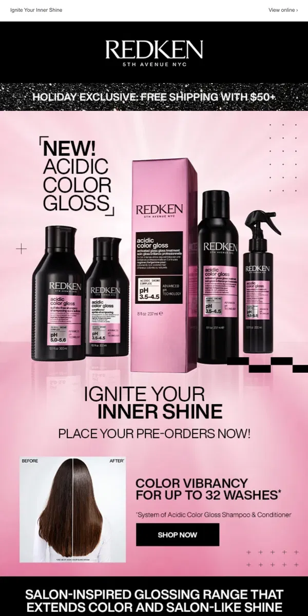 Email from Redken. Introducing Acidic Color Gloss