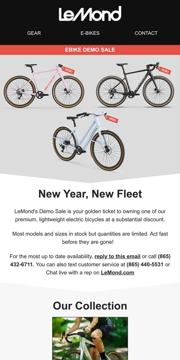 Email from LeMond. EBIKE DEMO SALE