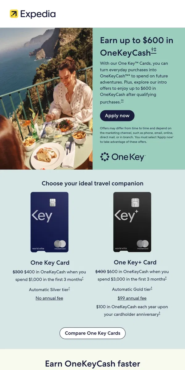 Email from Expedia. Limited time only: Enjoy up to $600 in OneKeyCash