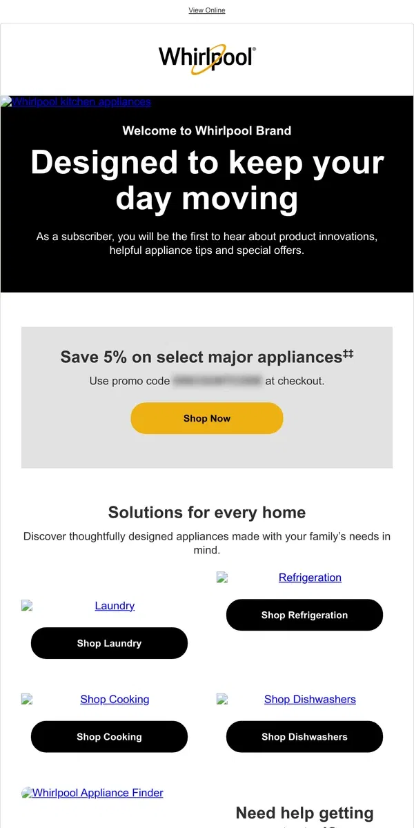 Email from Whirlpool. Thanks for subscribing! Here's your special offer