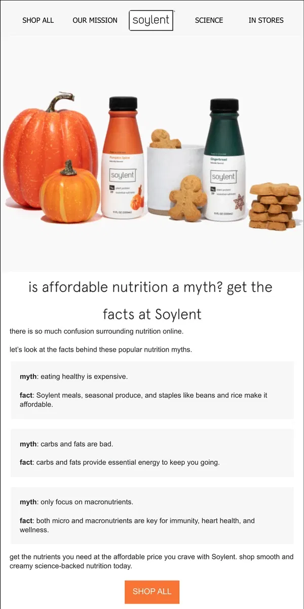 Email from Soylent. do you believe these nutrition myths? 👀