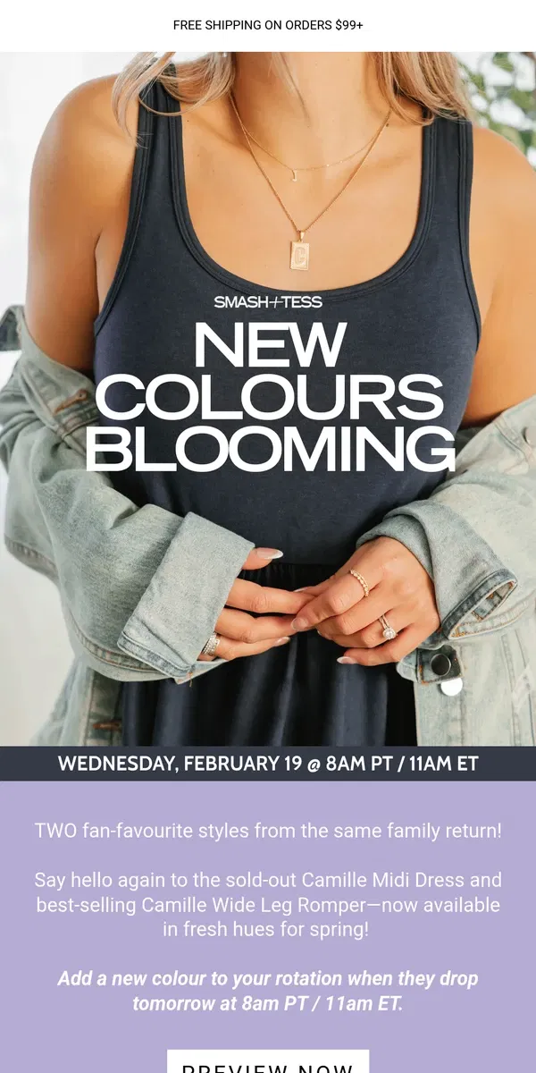 Email from Smash + Tess. NEW Camille Colours for Spring! 🌷