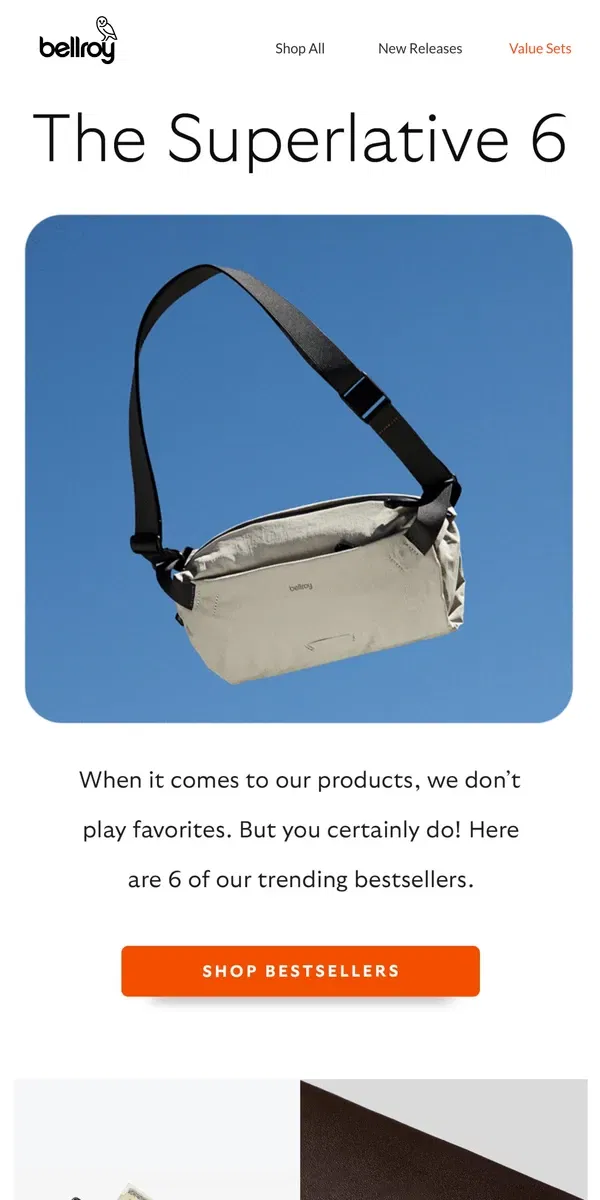 Email from Bellroy. Hot right now