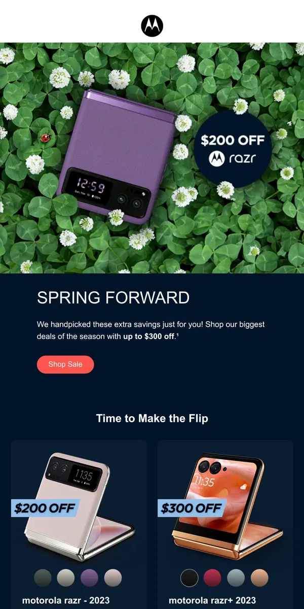 Email from Motorola. Spring Forward 🌼 UP TO $300 OFF