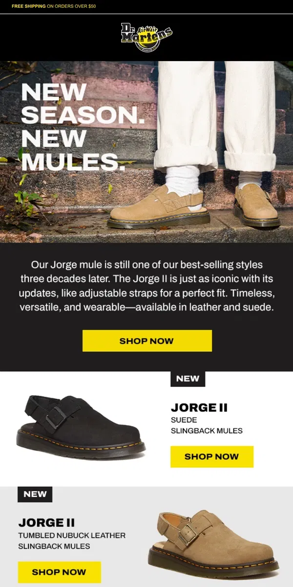 Email from Dr. Martens. The Jorge Mule II