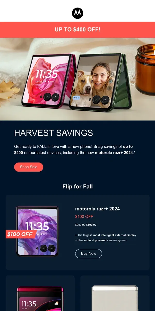 Email from Motorola. Don't Miss Out on Harvest Savings! 🍂